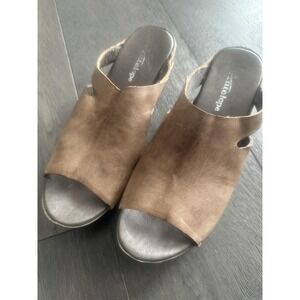 Antelope Wedge Sandals Womens Size 41 Brown Leather Peep Toe Mule Platform